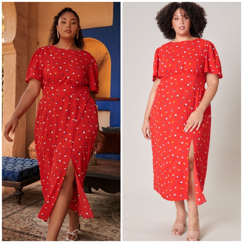 SUGARLIPS Curvy Mon Cheri Bloom Floral Midi Dress - Picture 10 of 10